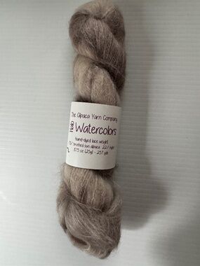 Halo Watercolors- Five Skeins Brushed Suri Alpaca Yarn "Truffle"